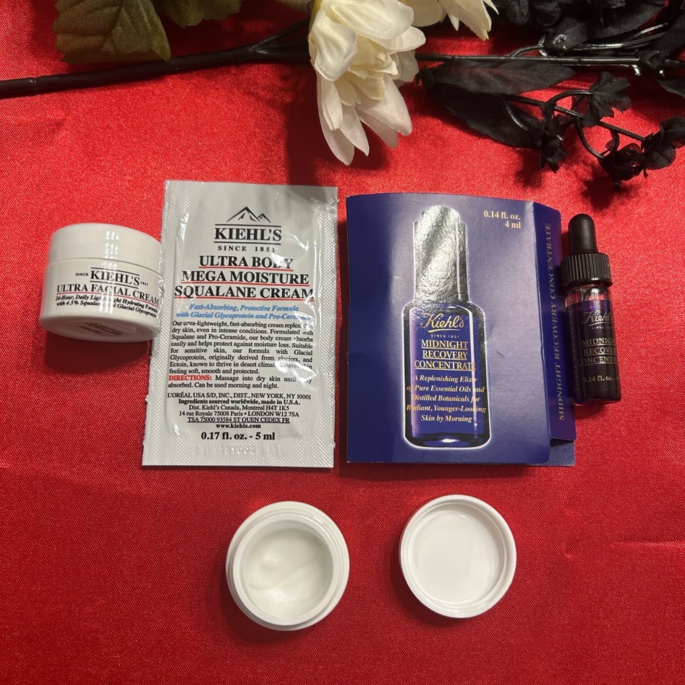 KIEHL’S Sample Bundle (Body Cream, Facial Cream, Midnight Recovery Concentrate)